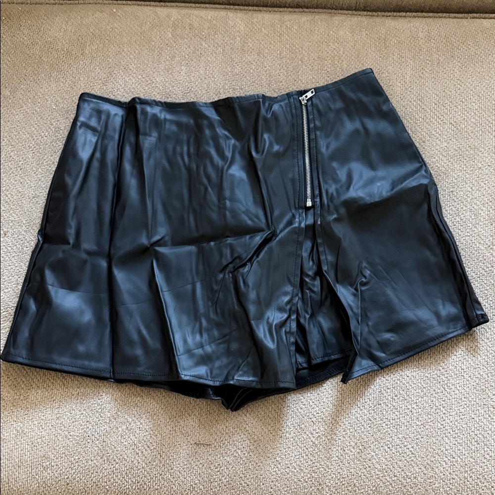 Black Faux Leather Mini Skirt
